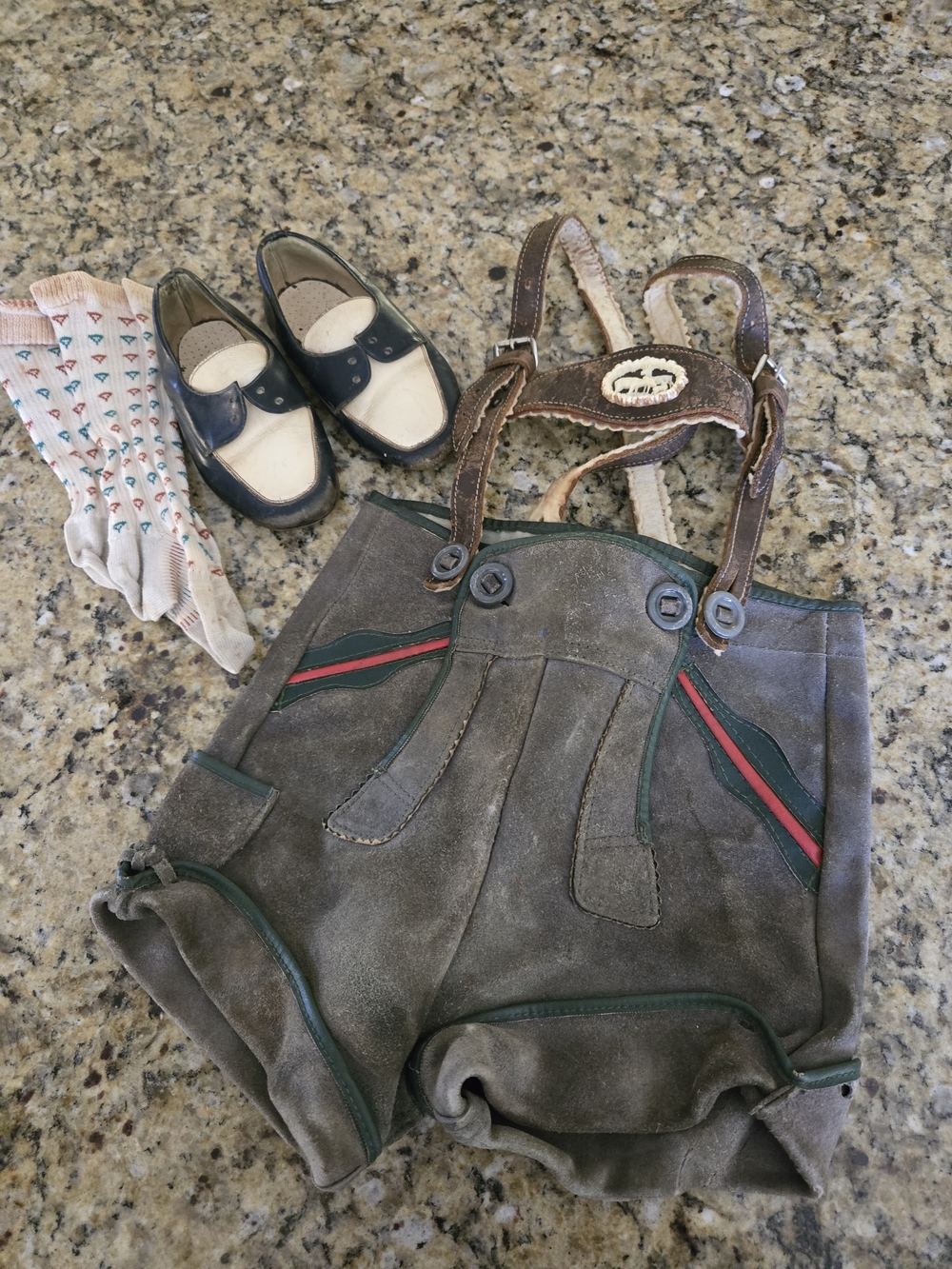 Kids Brown Suede Lederhosen Shorts with Suspenders - Brown - Picture 11 of 11